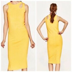 Zara knit one shoulder rubbed body on dress